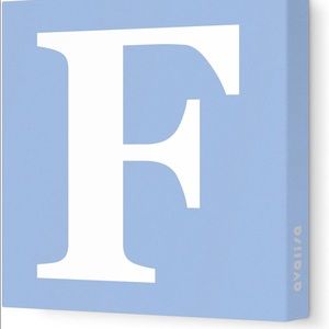 Avalisa 18” stretched Canvas upper letter F blue alphabet wall art blue white